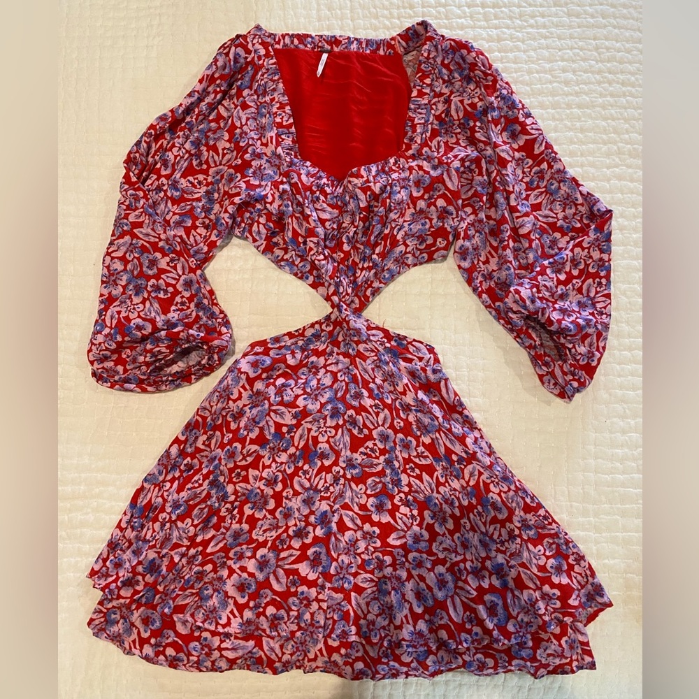 Free People Floral Mini Dress with Cut-Outs
